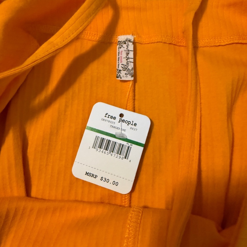 Free People Bright Orange Ribbed Square-Neck Bodysuit - Picture 6 of 11